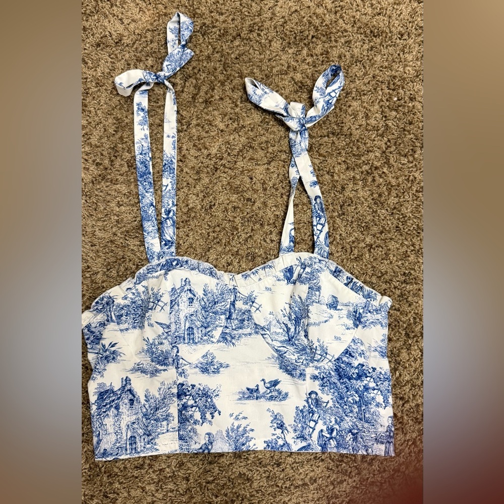 SHEIN Curve Blue and White Dress